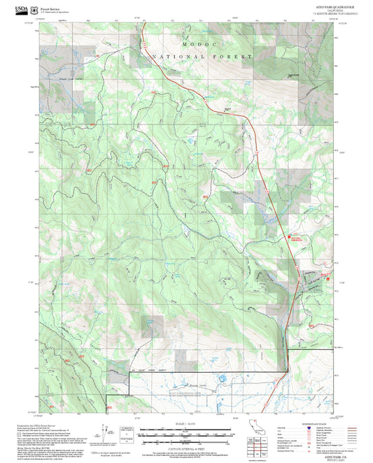 2025 Forest Service Topo Map of Adin Pass California