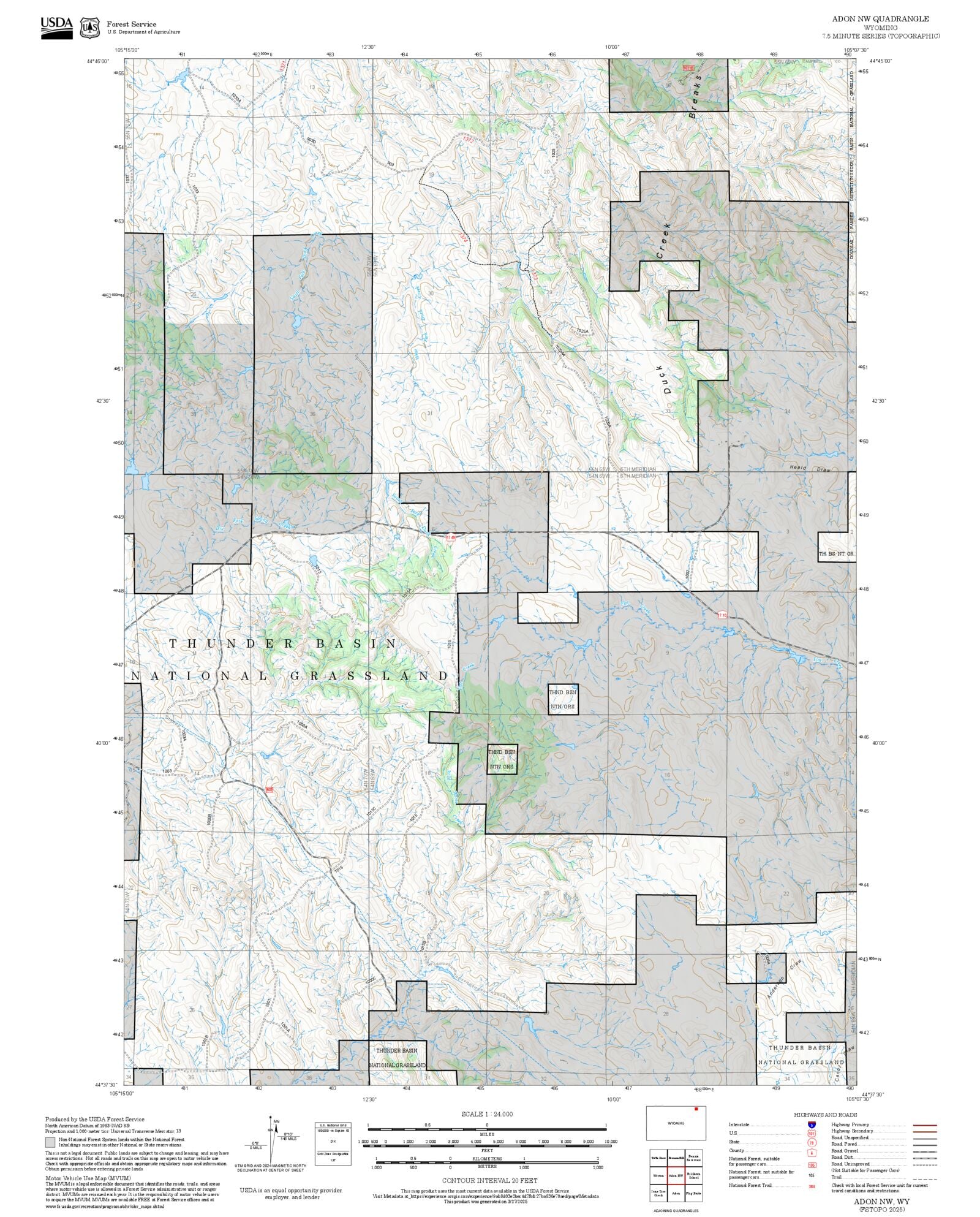 2025 Forest Service Topo Map of Adon NW Wyoming – MyTopo Map Store