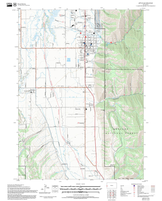 2025 Forest Service Topo Map of Afton Wyoming