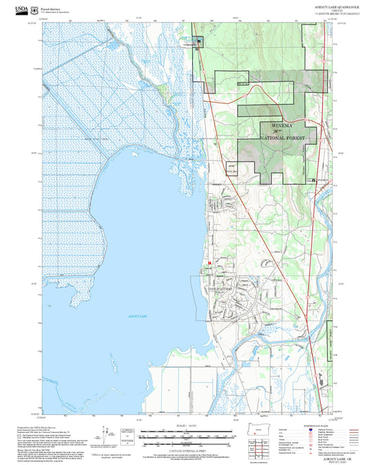 2025 Forest Service Topo Map of Agency Lake Oregon