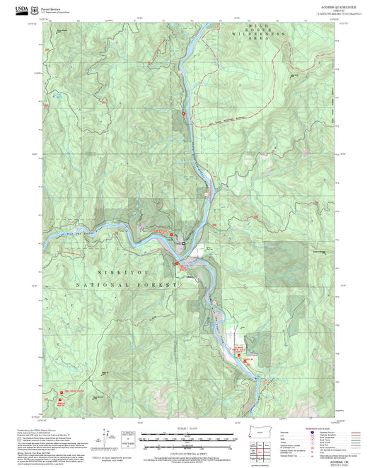 2025 Forest Service Topo Map of Agness Oregon