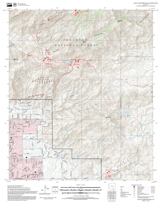 2025 Forest Service Topo Map of Agua Caliente Hill Arizona