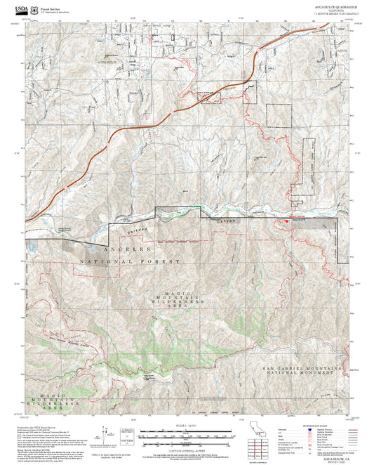 2025 Forest Service Topo Map of Agua Dulce California