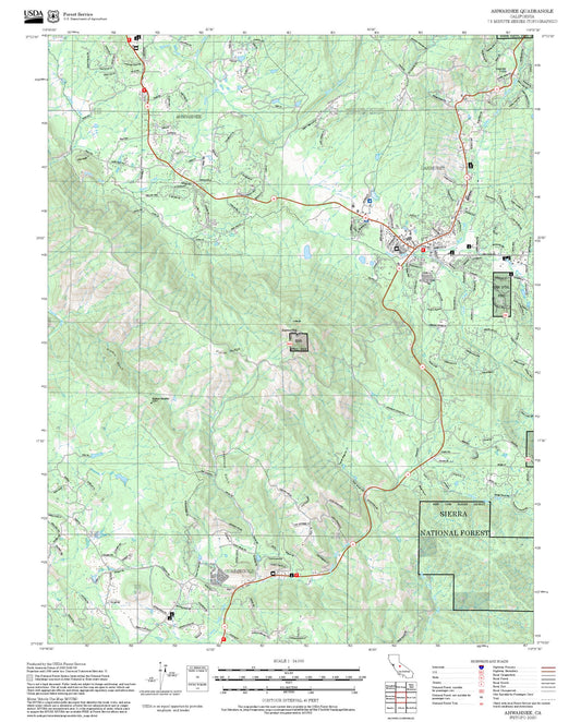 2025 Forest Service Topo Map of Ahwahnee California