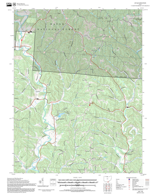 2025 Forest Service Topo Map of Aid Ohio
