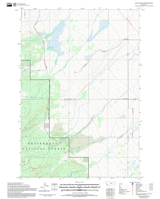 2025 Forest Service Topo Map of Ajax Ranch Montana