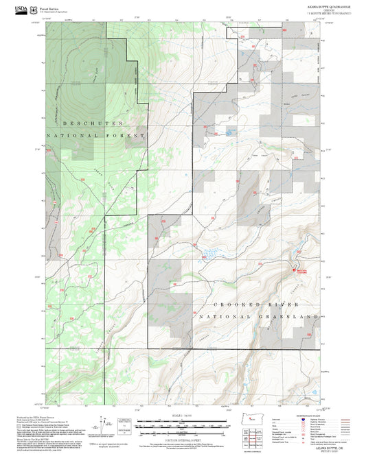 2025 Forest Service Topo Map of Akawa Butte Oregon