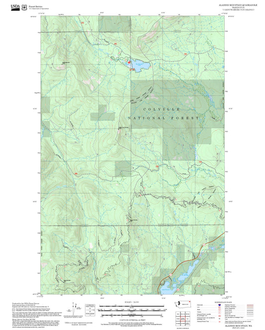 2025 Forest Service Topo Map of Aladdin Mountain Washington