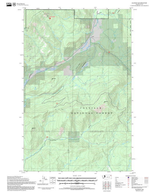2025 Forest Service Topo Map of Aladdin Washington