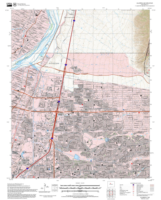 2025 Forest Service Topo Map of Alameda New Mexico