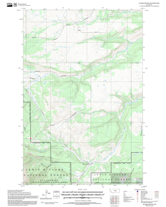 2025 Forest Service Topo Map of Alaska Bench Montana