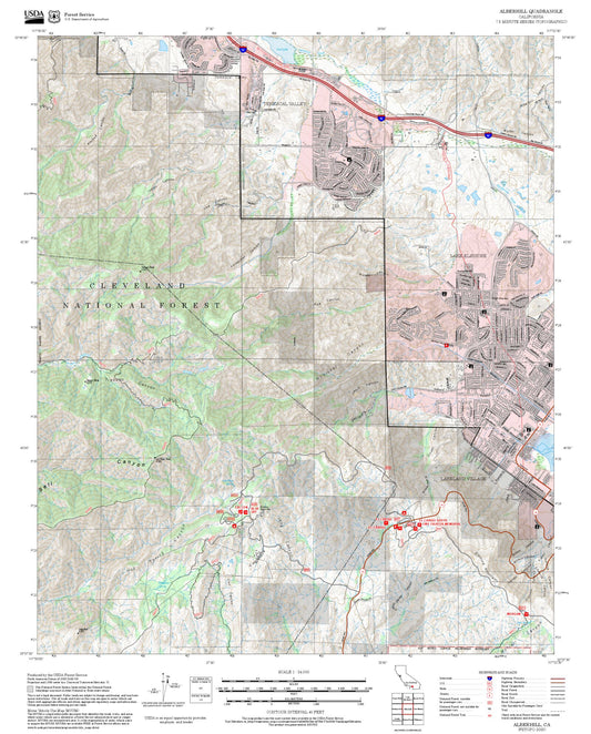 2025 Forest Service Topo Map of Alberhill California