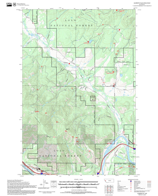 2025 Forest Service Topo Map of Alberton Montana