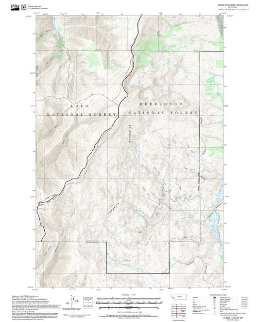 2025 Forest Service Topo Map of Alder Gulch Montana