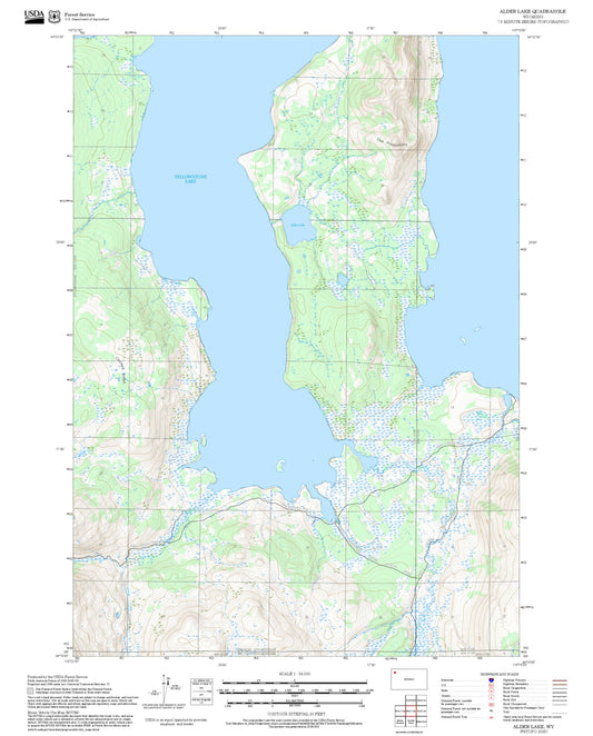 2025 Forest Service Topo Map of Alder Lake Wyoming