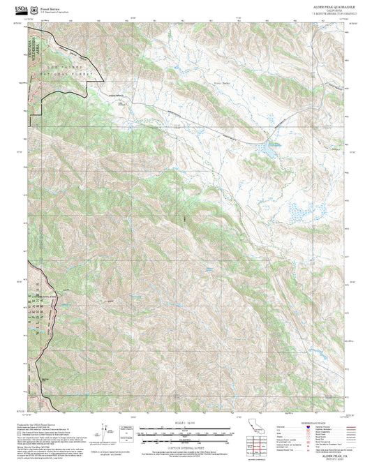 2025 Forest Service Topo Map of Alder Peak California