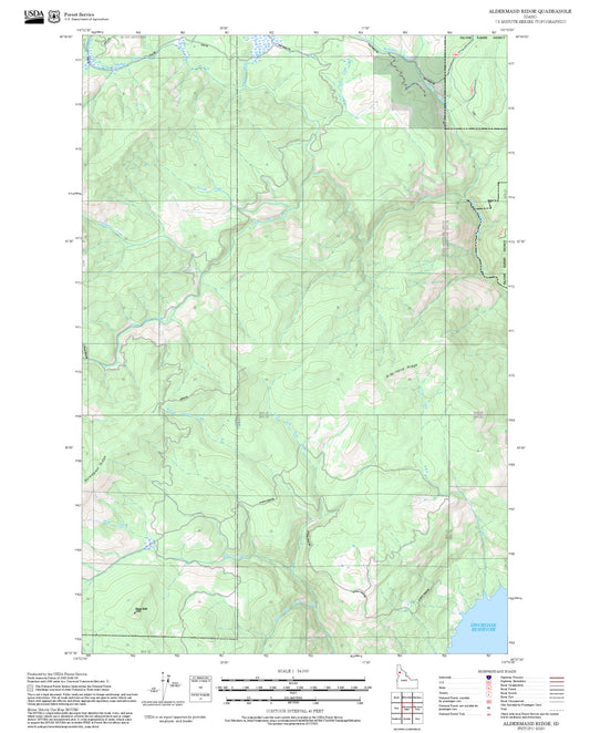 2025 Forest Service Topo Map of Aldermand Ridge Idaho