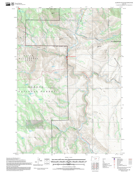 2025 Forest Service Topo Map of Aldrich Gulch Oregon