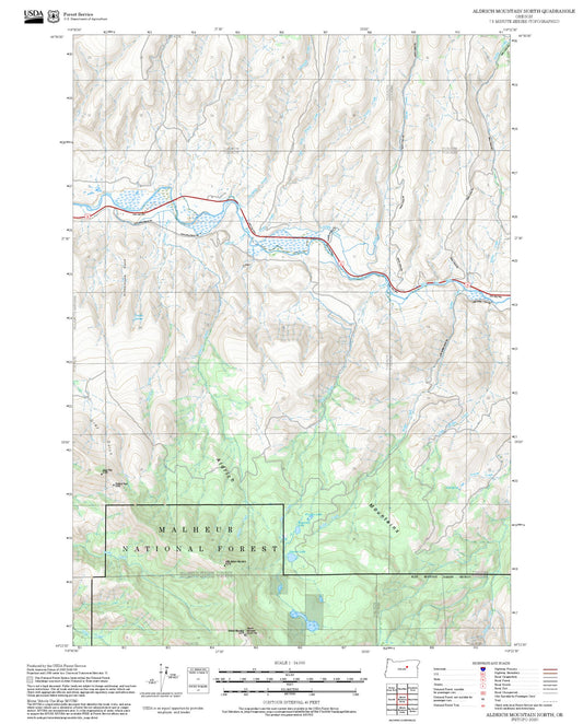 2025 Forest Service Topo Map of Aldrich Mountain North Oregon