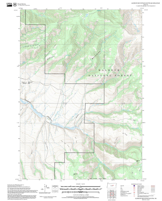 2025 Forest Service Topo Map of Aldrich Mountain South Oregon