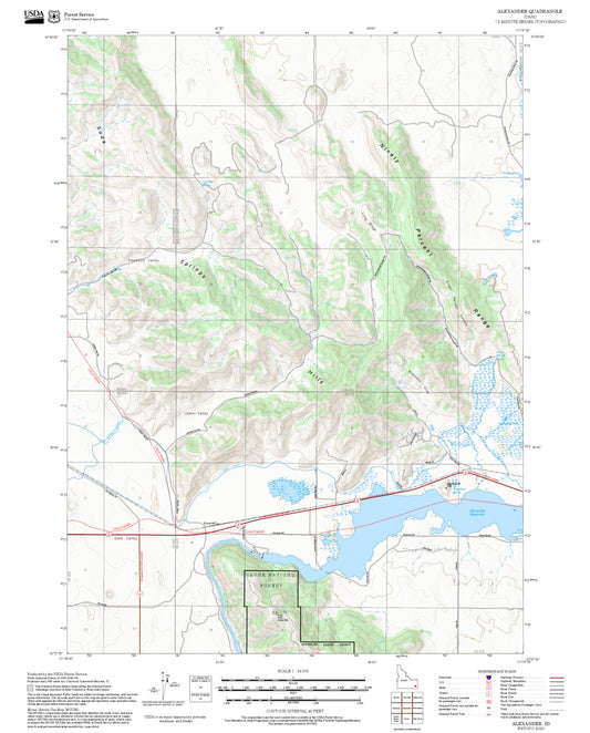 2025 Forest Service Topo Map of Alexander Idaho