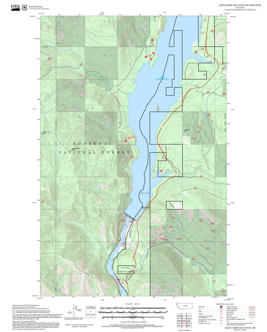 2025 Forest Service Topo Map of Alexander Mountain Montana
