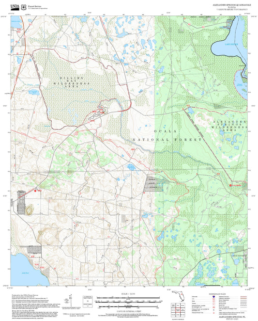 2025 Forest Service Topo Map of Alexander Springs Florida
