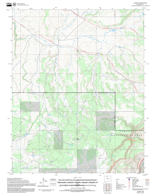 2025 Forest Service Topo Map of Alire New Mexico