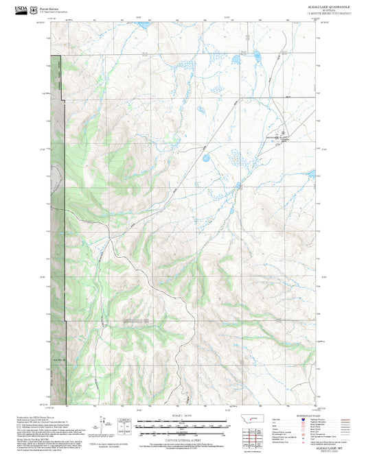 2025 Forest Service Topo Map of Alkali Lake Montana