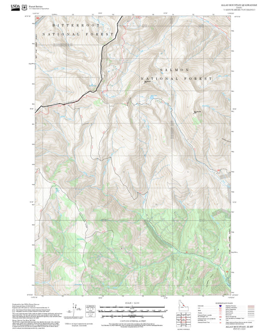 2025 Forest Service Topo Map of Allan Mountain Idaho