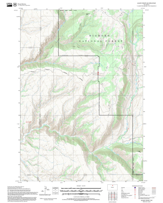 2025 Forest Service Topo Map of Allen Draw Wyoming