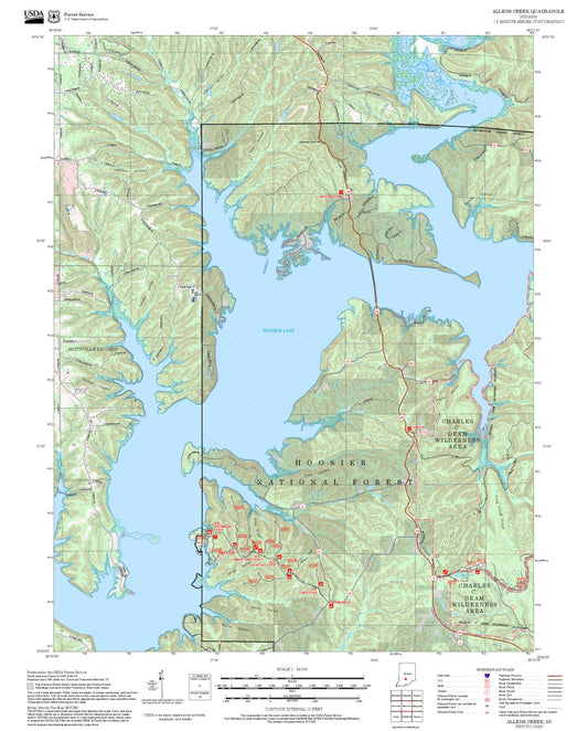 2025 Forest Service Topo Map of Allens Creek Indiana