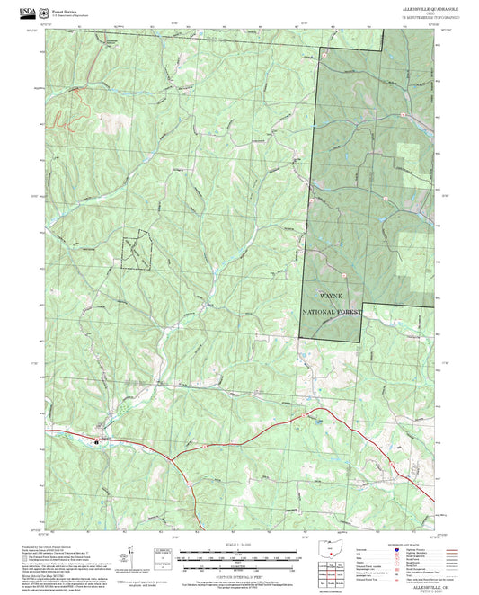2025 Forest Service Topo Map of Allensville Ohio