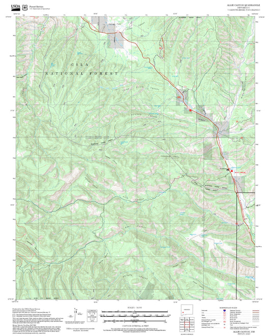 2025 Forest Service Topo Map of Allie Canyon New Mexico