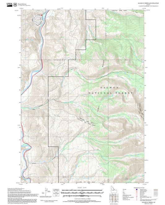 2025 Forest Service Topo Map of Allison Creek Idaho