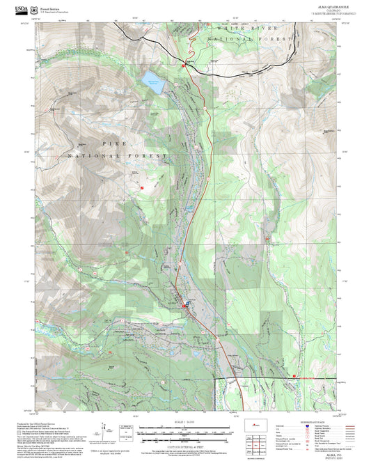 2025 Forest Service Topo Map of Alma Colorado