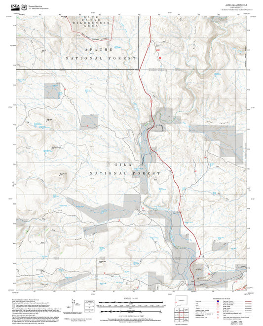 2025 Forest Service Topo Map of Alma New Mexico