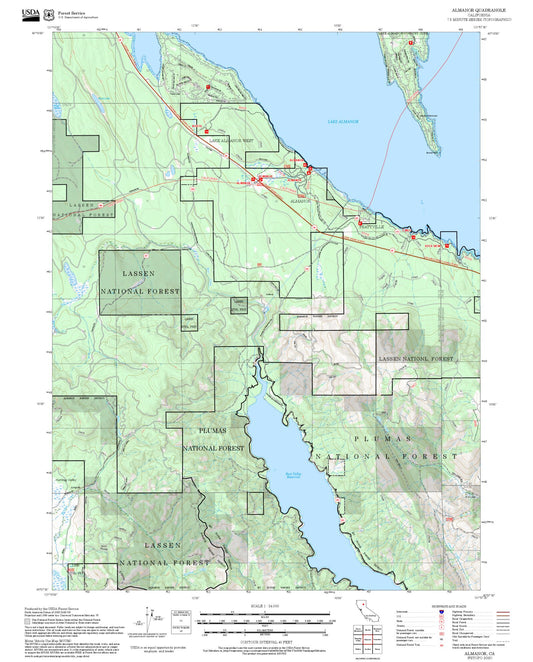 2025 Forest Service Topo Map of Almanor California