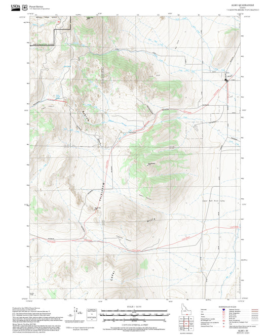 2025 Forest Service Topo Map of Almo Idaho