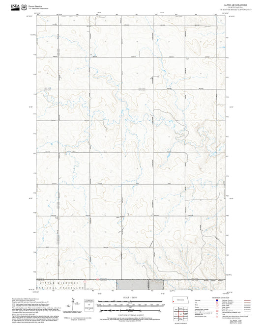 2025 Forest Service Topo Map of Alpha North Dakota