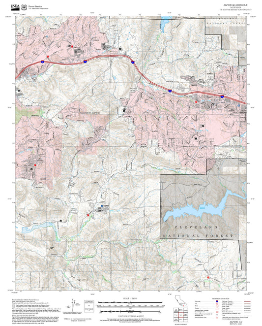 2025 Forest Service Topo Map of Alpine California