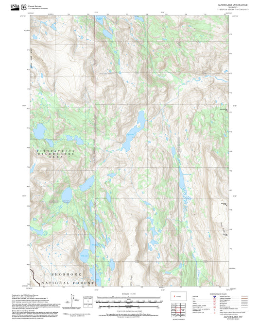 2025 Forest Service Topo Map of Alpine Lake Wyoming