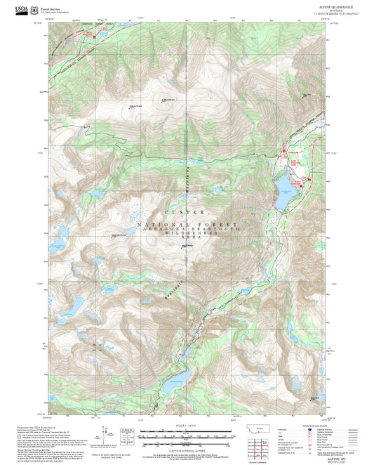 2025 Forest Service Topo Map of Alpine Montana