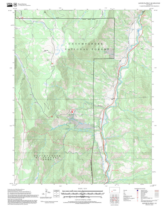 2025 Forest Service Topo Map of Alpine Plateau Colorado