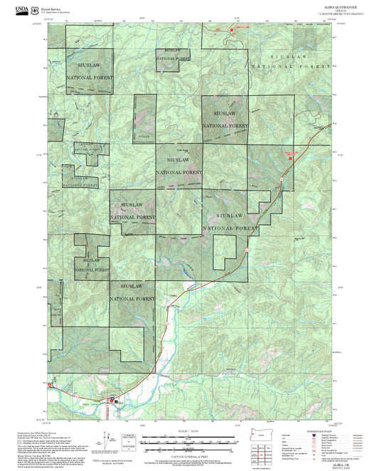 2025 Forest Service Topo Map of Alsea Oregon