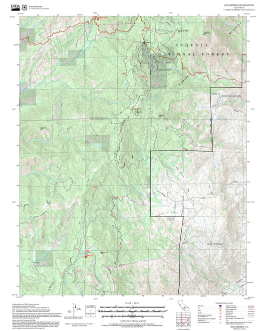 2025 Forest Service Topo Map of Alta Sierra California