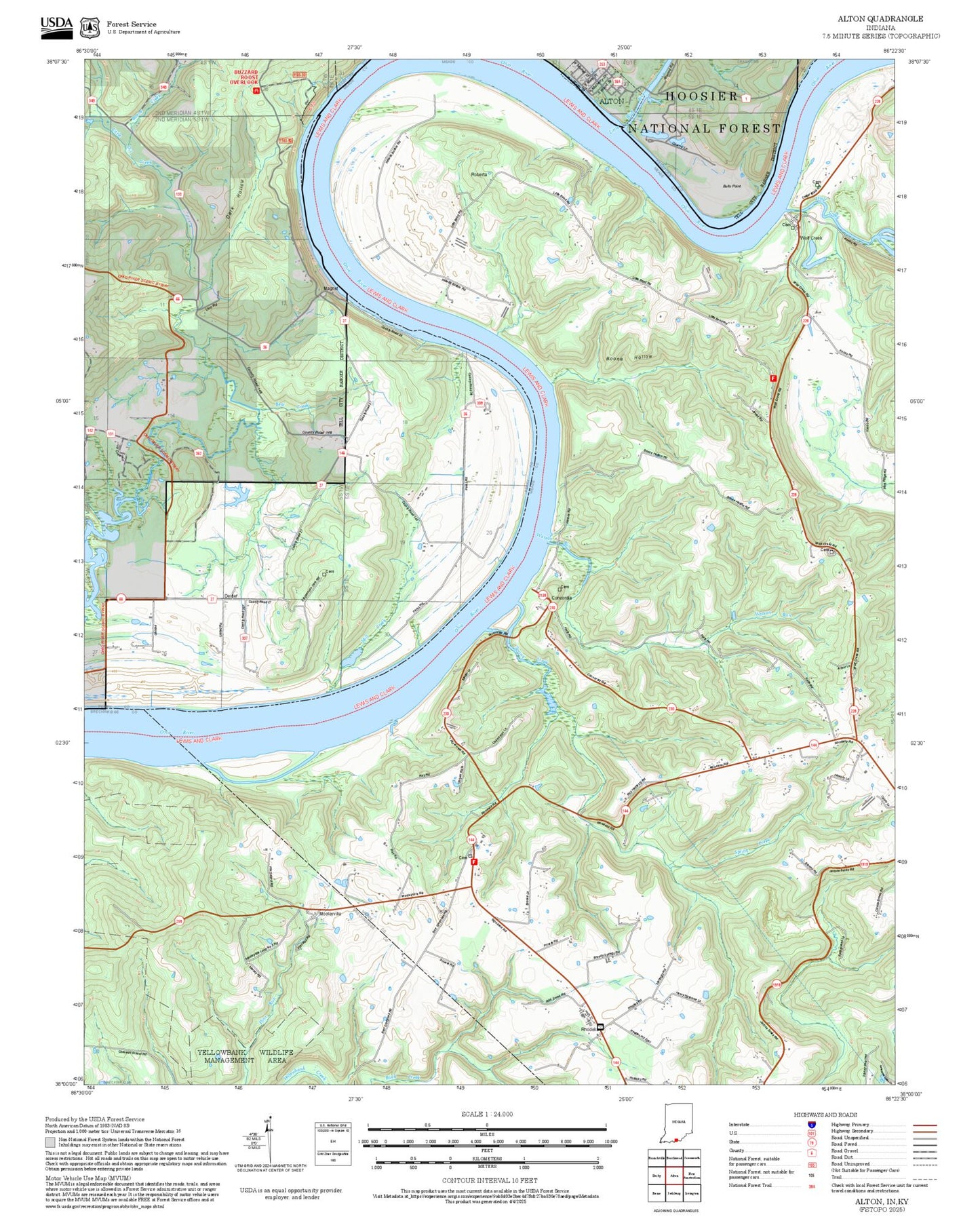 2025 Forest Service Topo Map of Alton Indiana