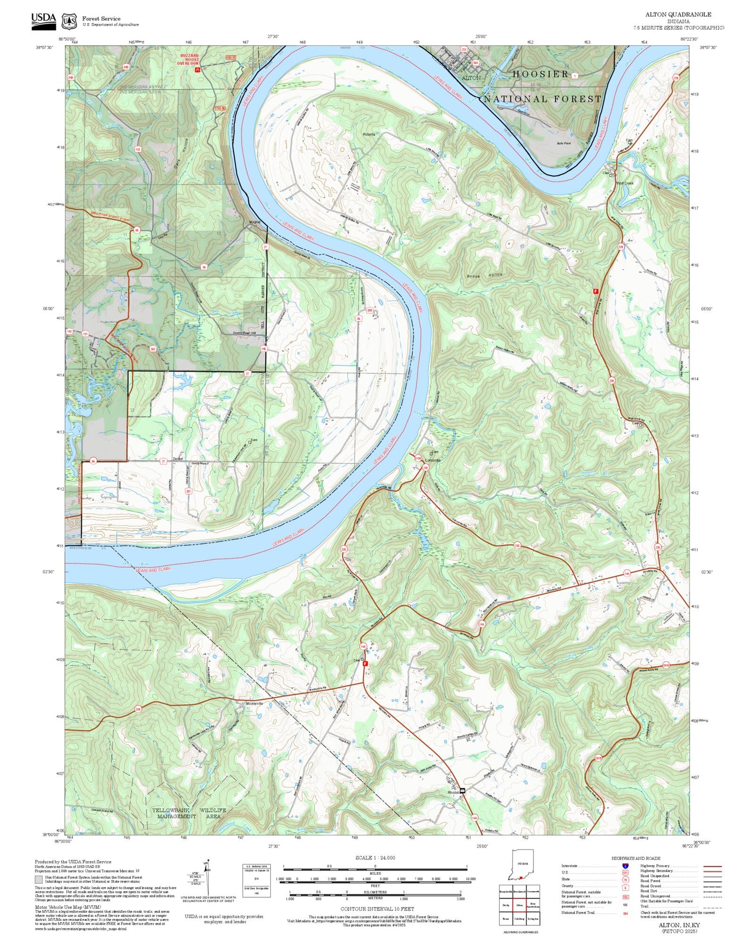 2025 Forest Service Topo Map of Alton Indiana