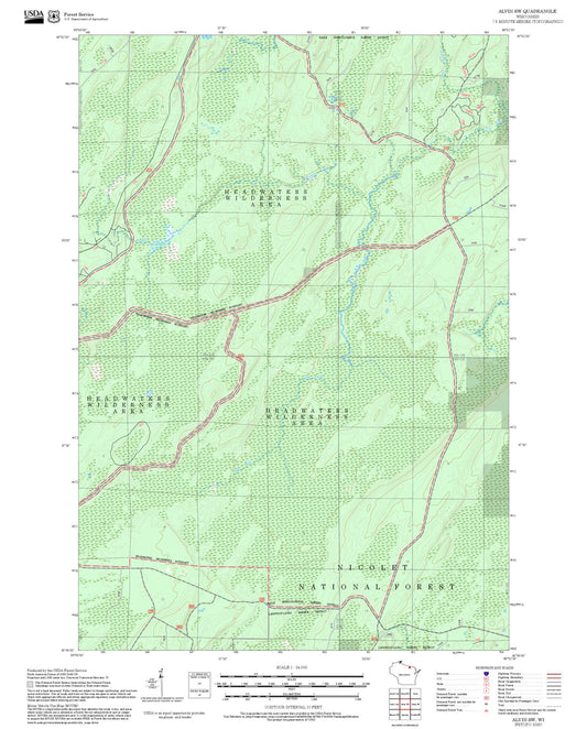 2025 Forest Service Topo Map of Alvin SW Wisconsin