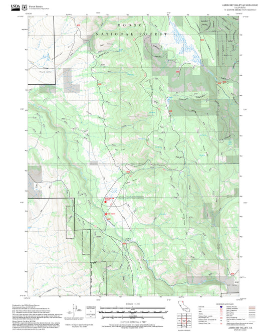 2025 Forest Service Topo Map of Ambrose Valley California